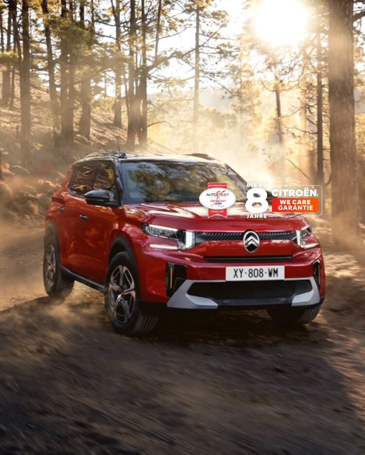 Der neue Citroën ë-C3 Aircross in einem Wald